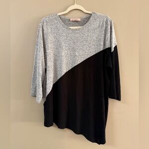 Philosophy Two-Tone Gray and Black Long Sleeve Top